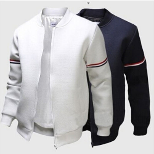 Men Baseball Jacket Decorative Ribbon