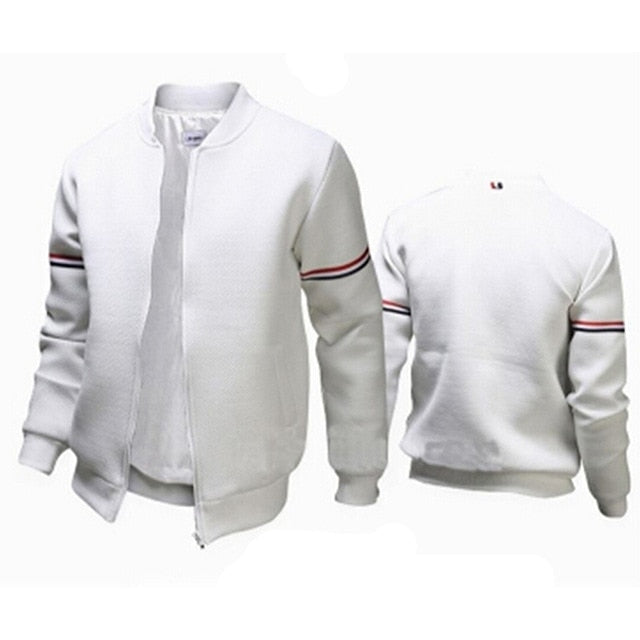 Men Baseball Jacket Decorative Ribbon