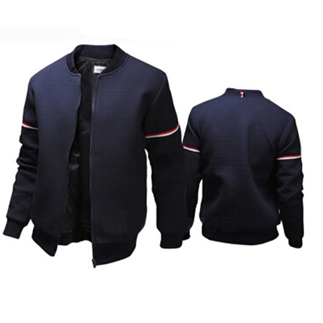 Men Baseball Jacket Decorative Ribbon